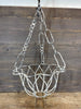 Handcrafted Aged White Metal Hanging Planter Basket