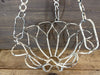 Handcrafted Aged White Metal Hanging Planter Basket